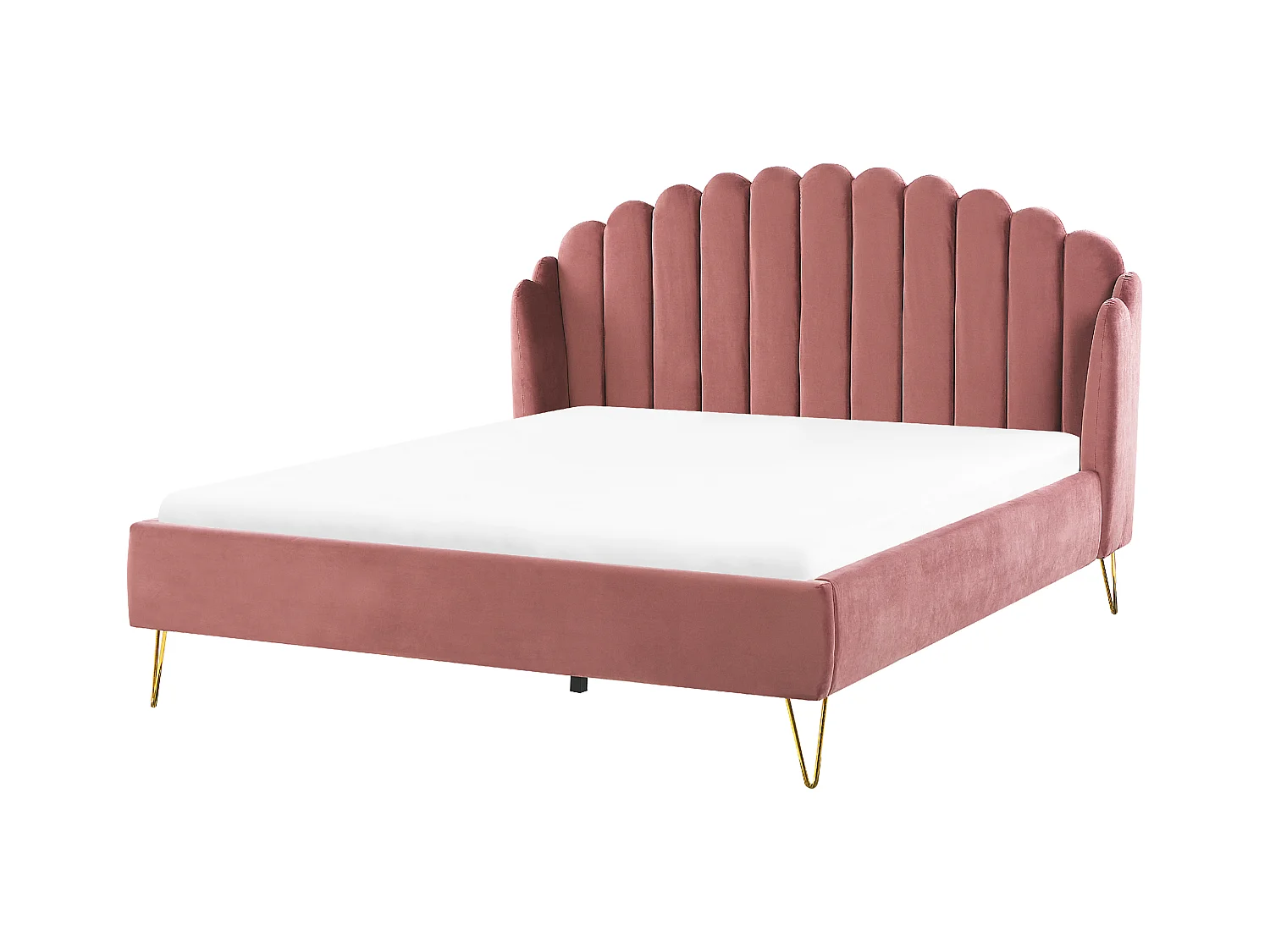 Lit avec sommier Velours AMBILLOU 180 x 200 cm Rose