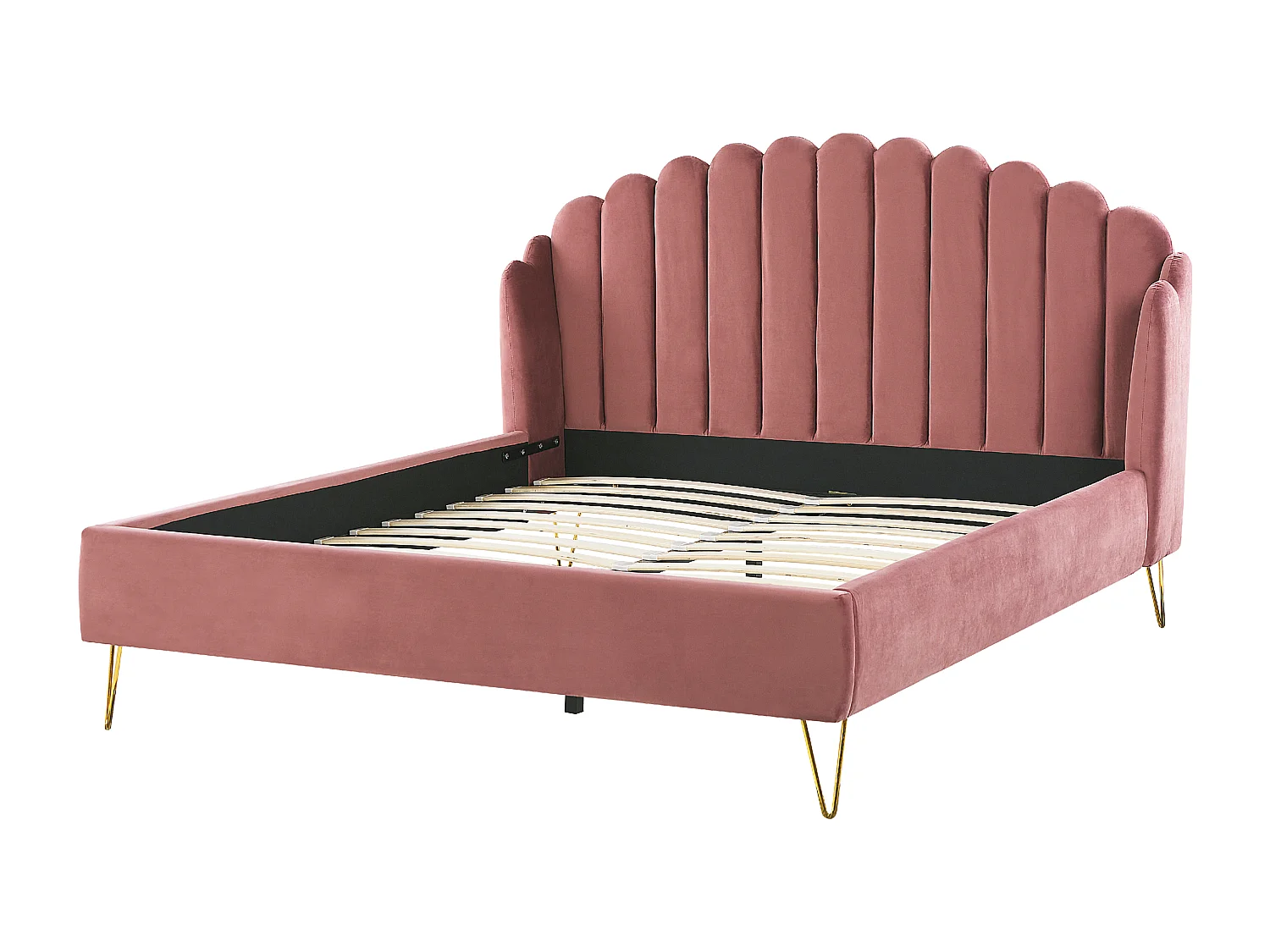 Lit avec sommier Velours AMBILLOU 180 x 200 cm Rose