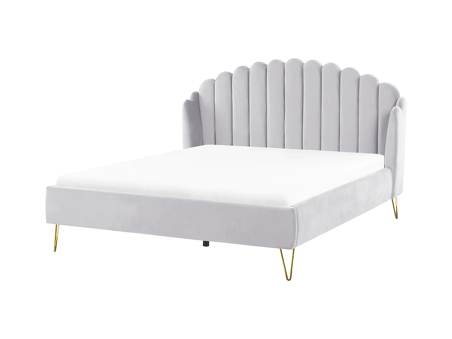 Lit avec sommier Velours AMBILLOU 180 x 200 cm Gris clair