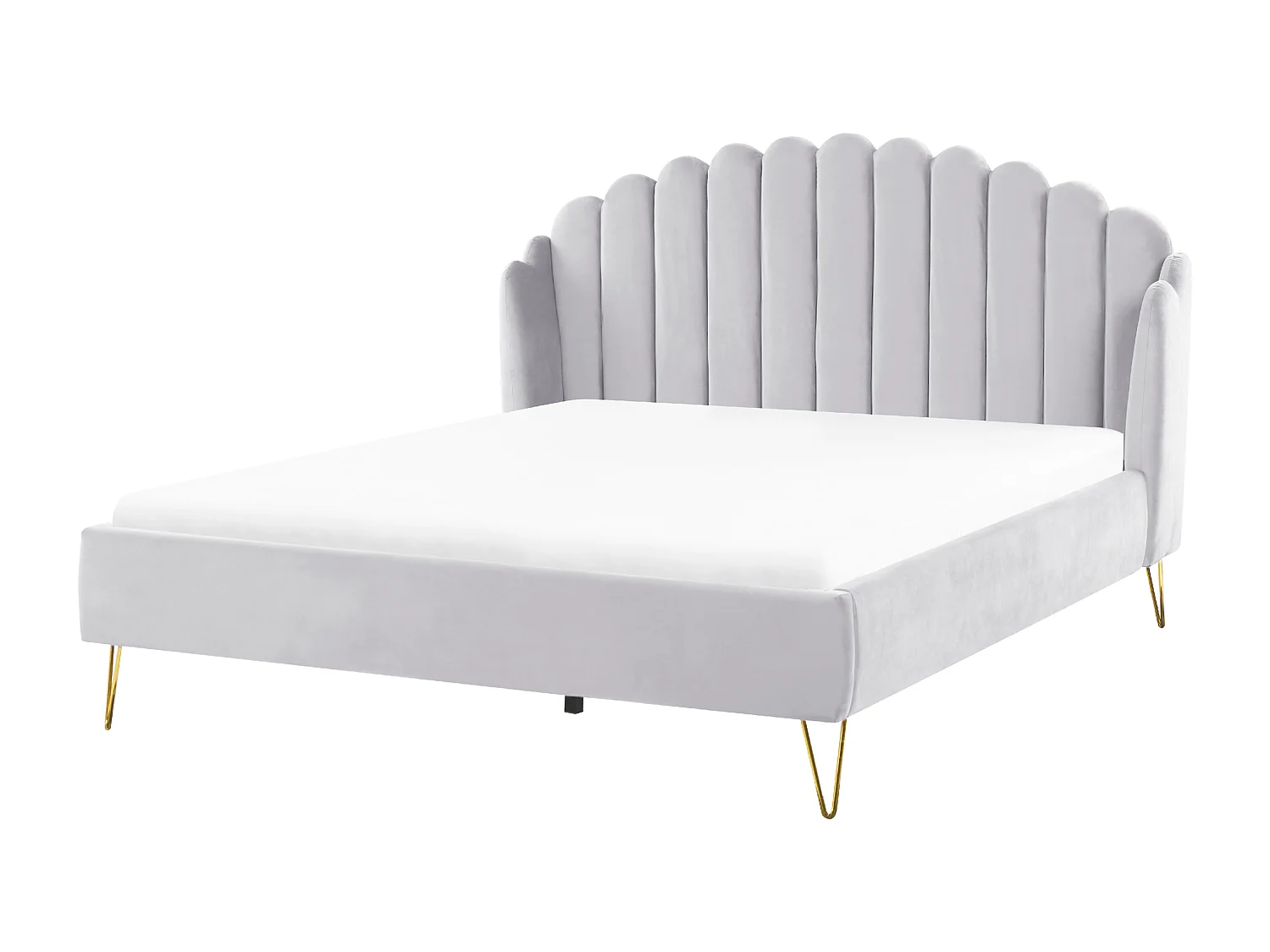 Lit avec sommier Velours AMBILLOU 180 x 200 cm Gris clair