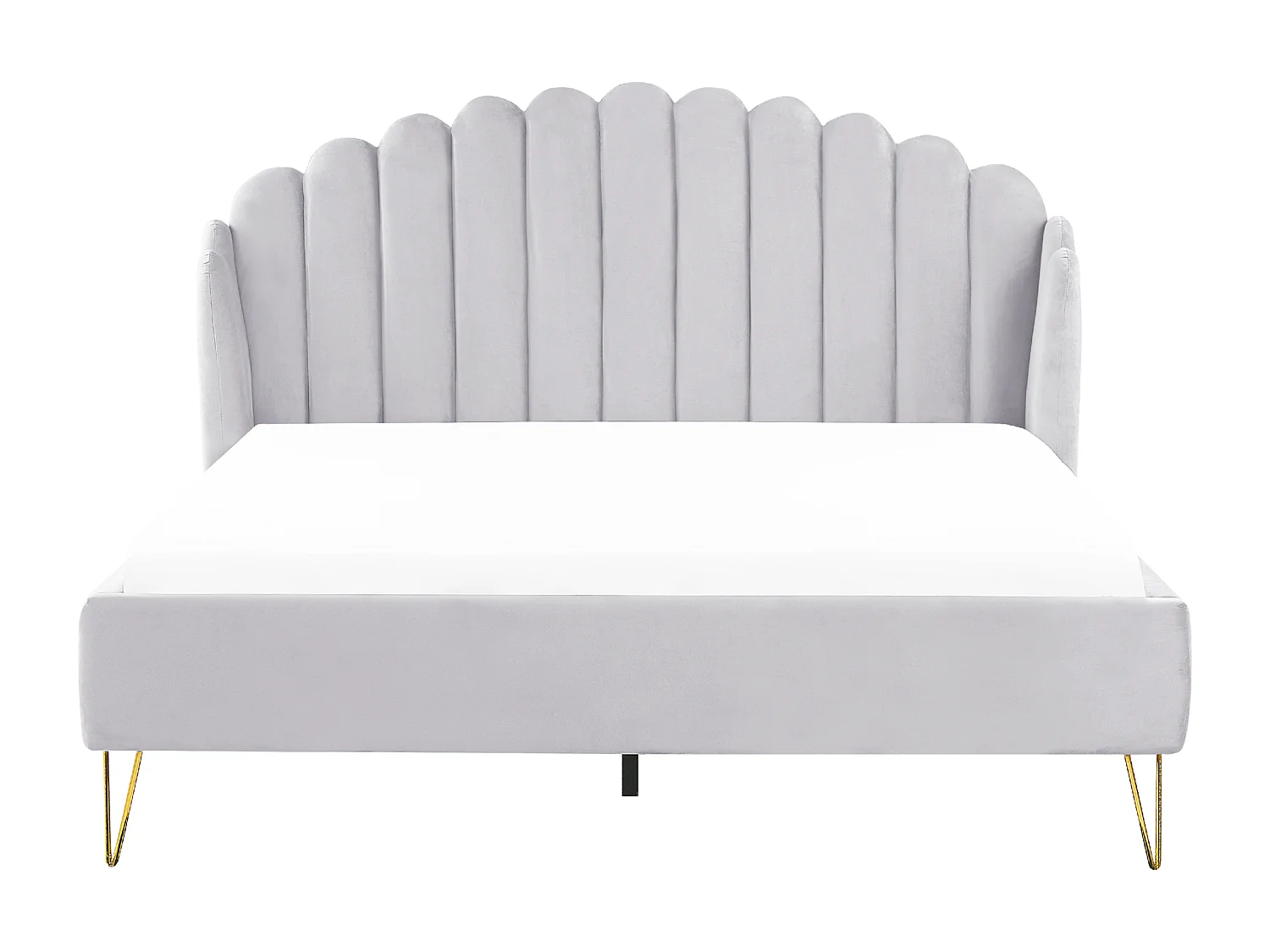 Lit avec sommier Velours AMBILLOU 180 x 200 cm Gris clair