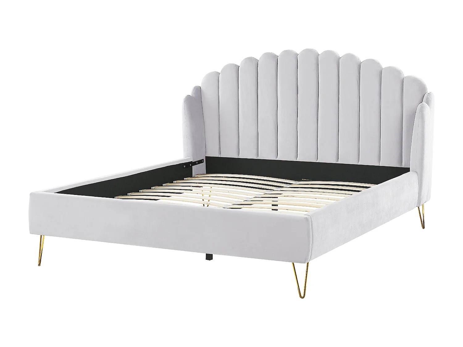 Lit avec sommier Velours AMBILLOU 180 x 200 cm Gris clair