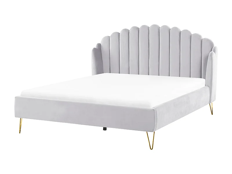 Bed Fluweel AMBILLOU 180 x 200 cm Lichtgrijs
