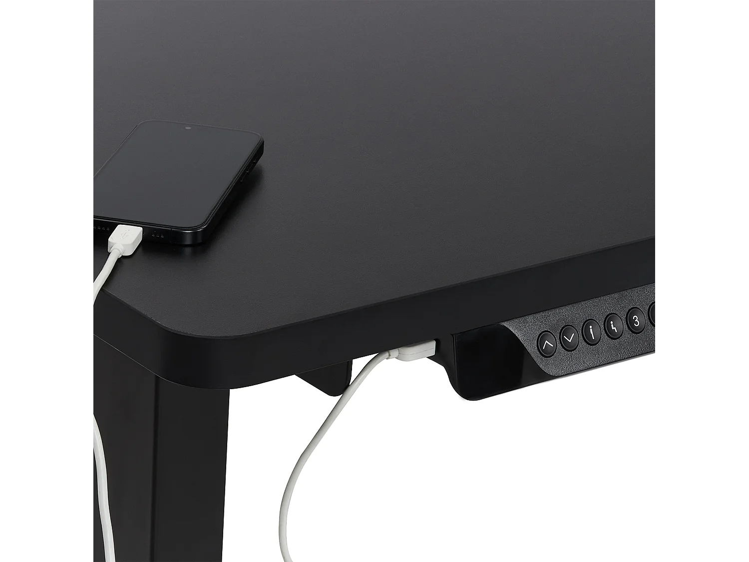 Biurko narożne prawe regulowane elektrycznie 160 x 59 cm czarne DESTINES