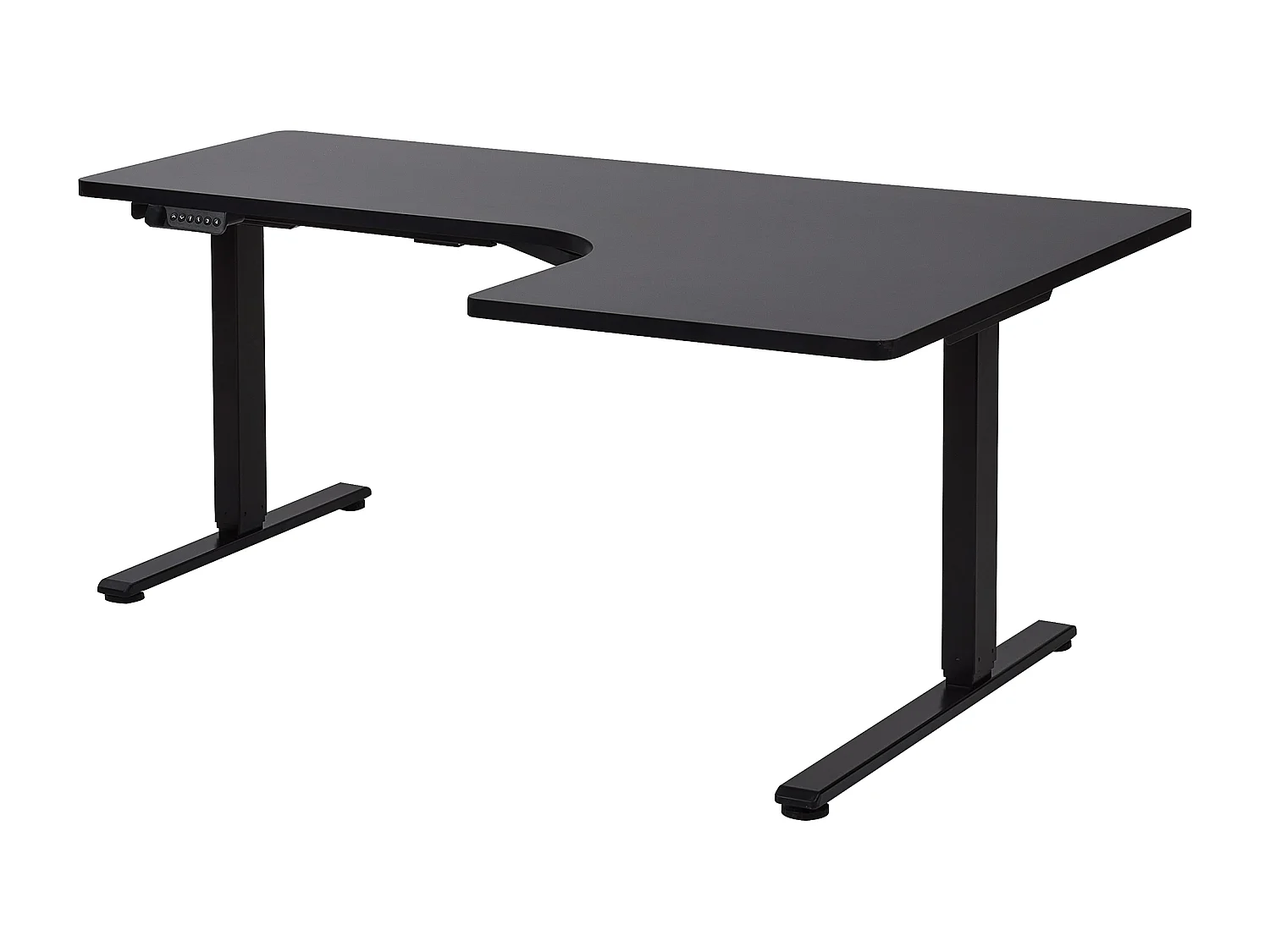 Bureau d'angle réglable électriquement DESTINES Noir 160 cm 109 cm Côté droit