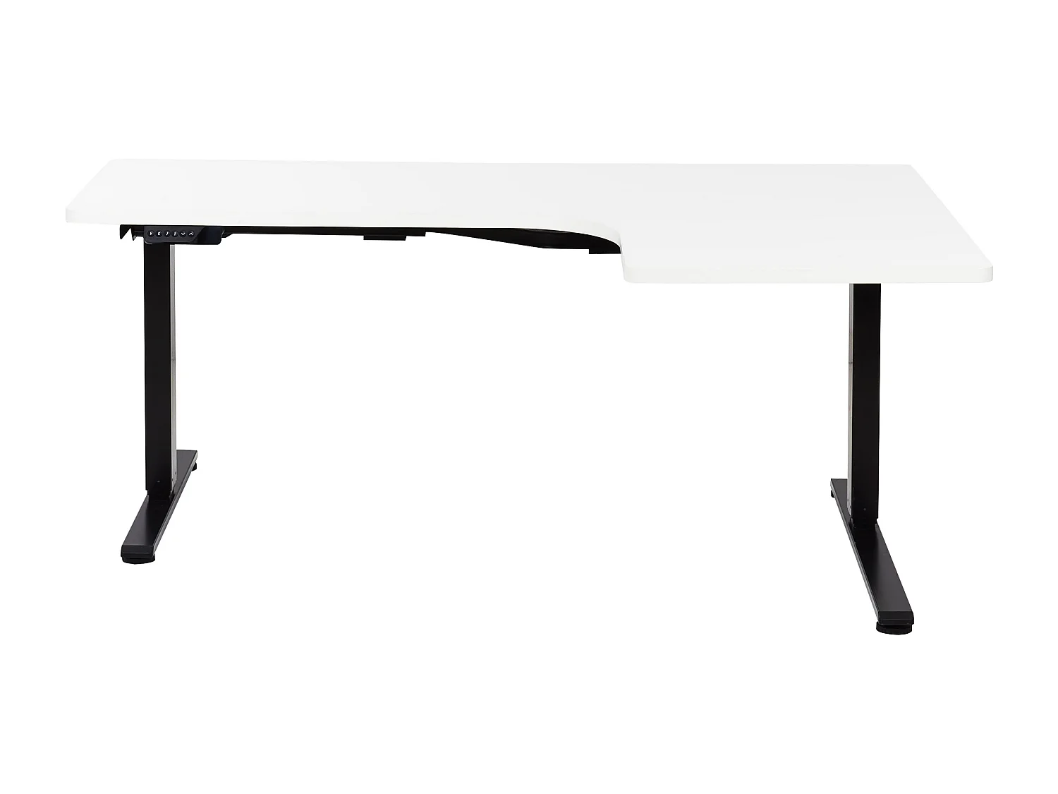 Bureau d'angle réglable électriquement DESTINES Blanc/noir 160 cm 109 cm Côté droit