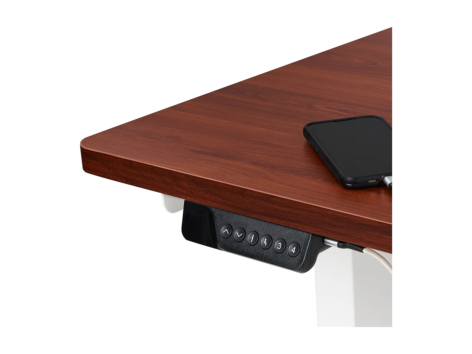 Bureau d'angle réglable électriquement DESTINES Marron/blanc 160 cm 109 cm Côté droit