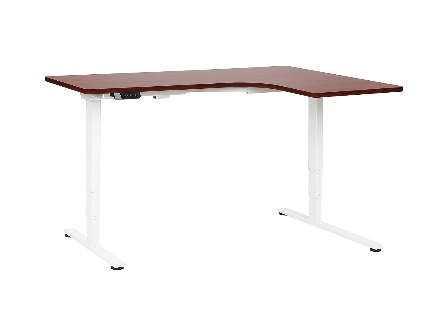 Bureau d'angle réglable électriquement DESTINES Marron/blanc 160 cm 109 cm Côté droit