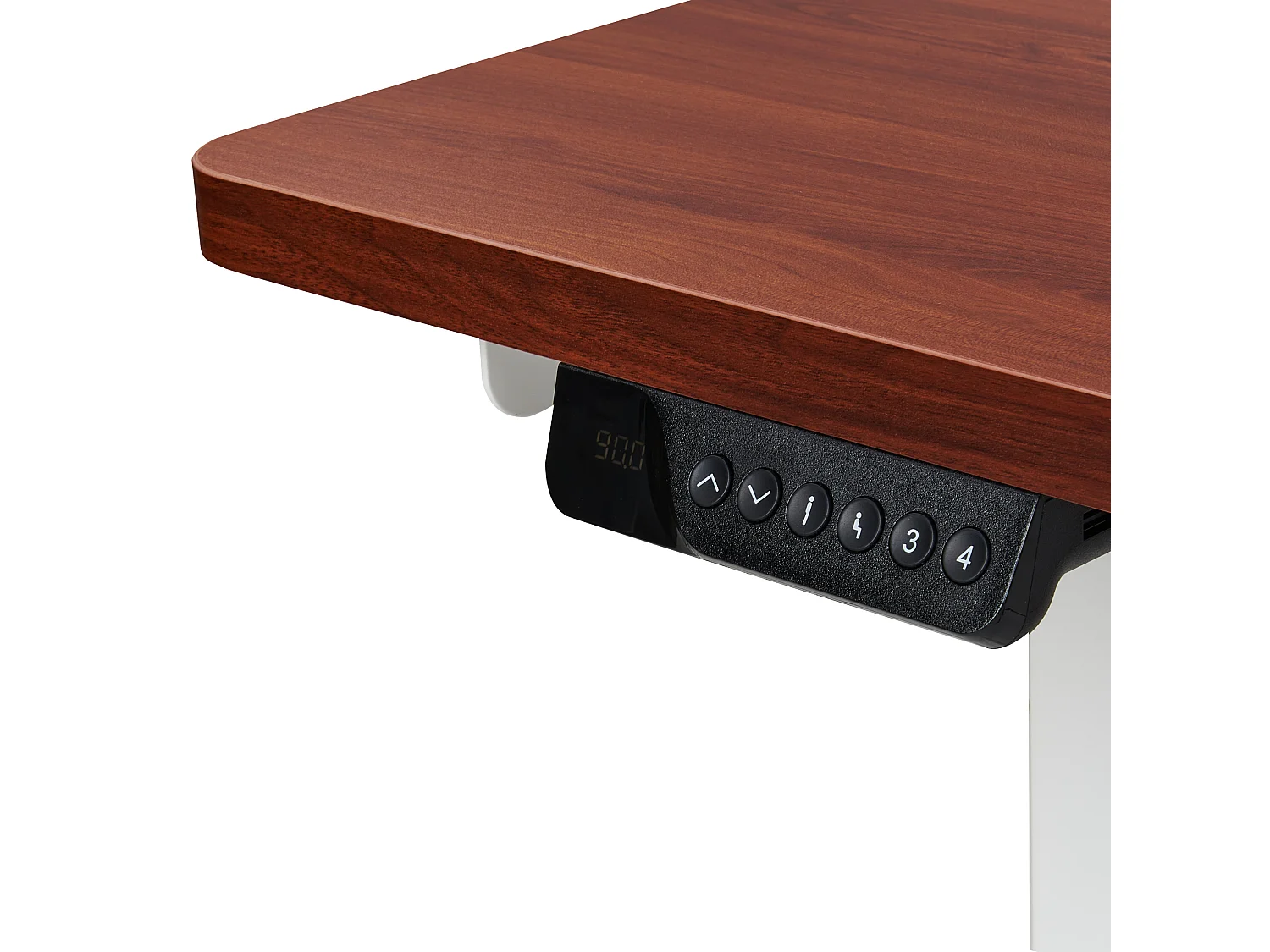 Secretária elevatória eletricamente ajustável de canto direito branca e castanha escura 160 x 59 cm DESTINES