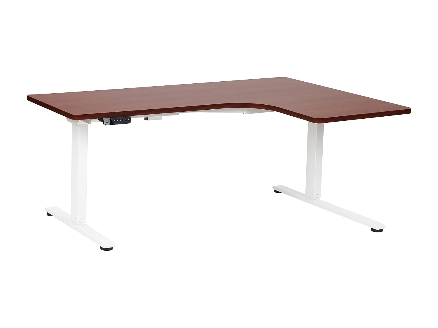 Hoekbureau elektrisch verstelbaar wit/donkerhout rechtszijdig 160 x 59 cm DESTINES