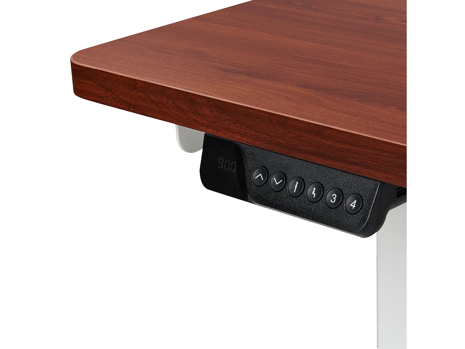 Hoekbureau elektrisch verstelbaar wit/donkerhout rechtszijdig 160 x 59 cm DESTINES