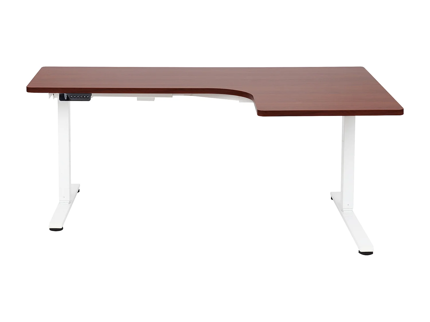 Bureau d'angle réglable électriquement DESTINES Marron/blanc 160 cm 109 cm Côté droit
