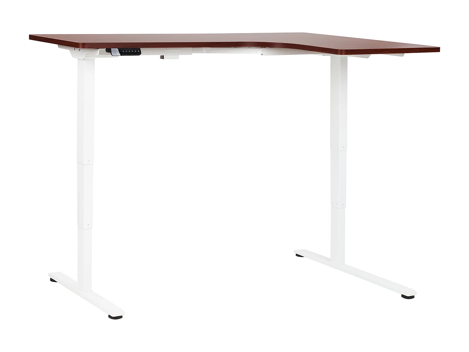 Bureau d'angle réglable électriquement DESTINES Marron/blanc 160 cm 109 cm Côté droit