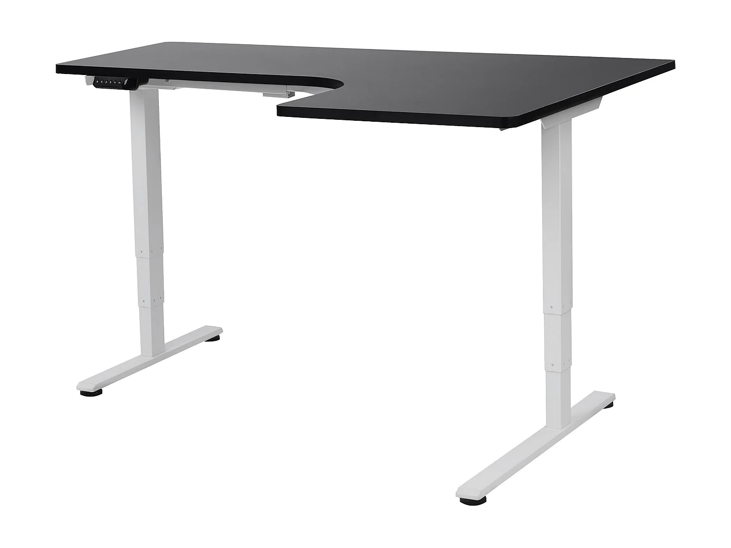 Bureau d'angle réglable électriquement DESTINES Noir/blanc 160 cm 109 cm Côté droit