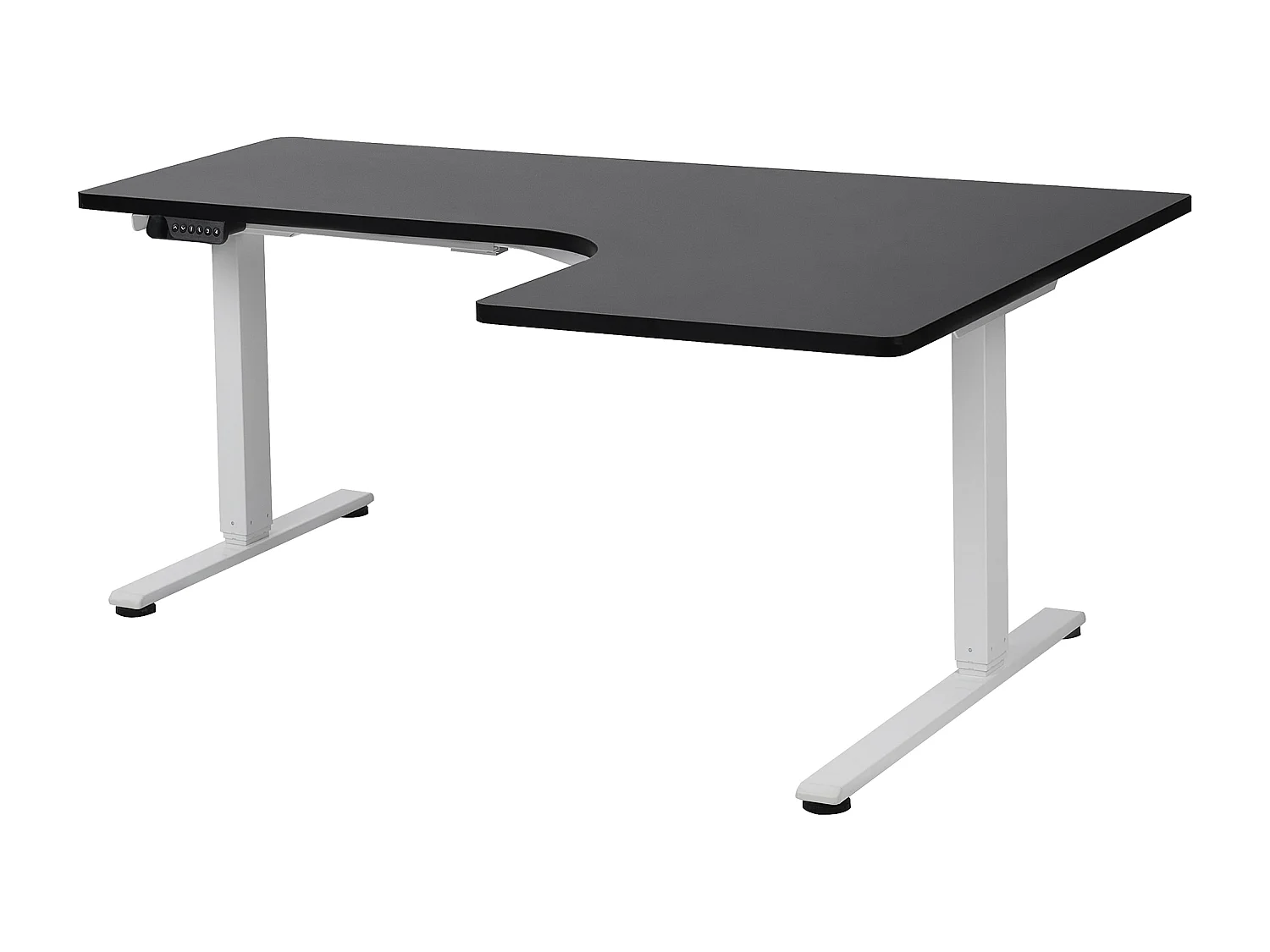 Bureau d'angle réglable électriquement DESTINES Noir/blanc 160 cm 109 cm Côté droit