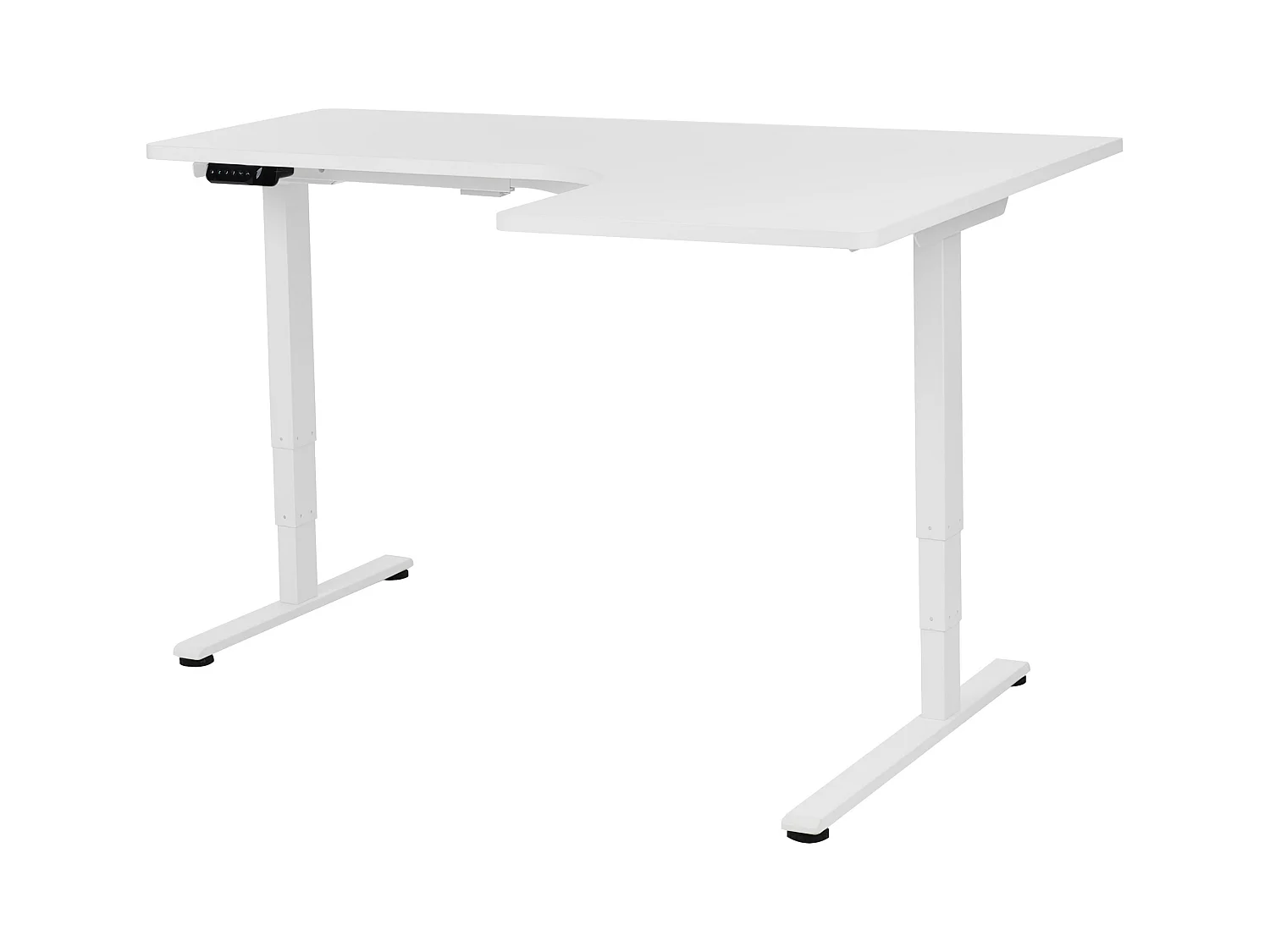 Bureau d'angle réglable électriquement DESTINES Blanc 160 cm 109 cm Côté droit