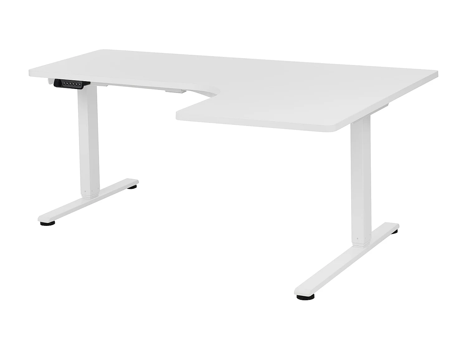 Biurko narożne prawe regulowane elektrycznie 160 x 59 cm białe DESTINES