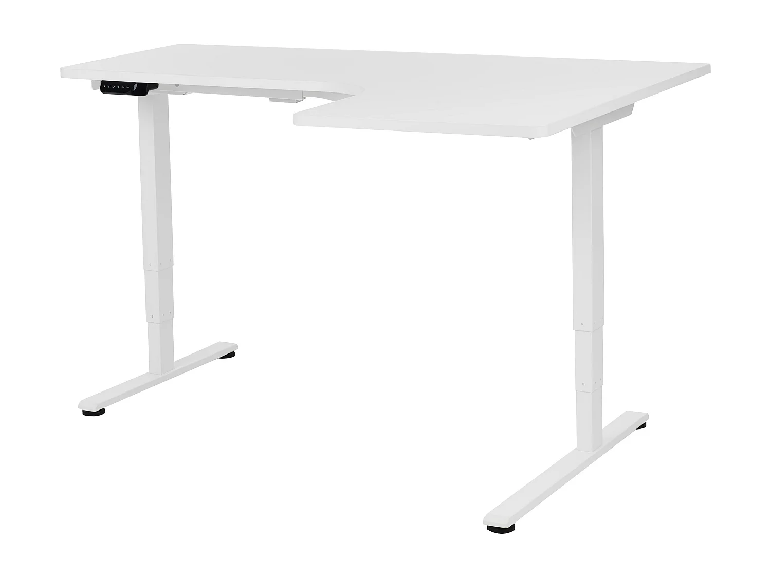 Bureau d'angle réglable électriquement DESTINES Blanc 160 cm 109 cm Côté droit