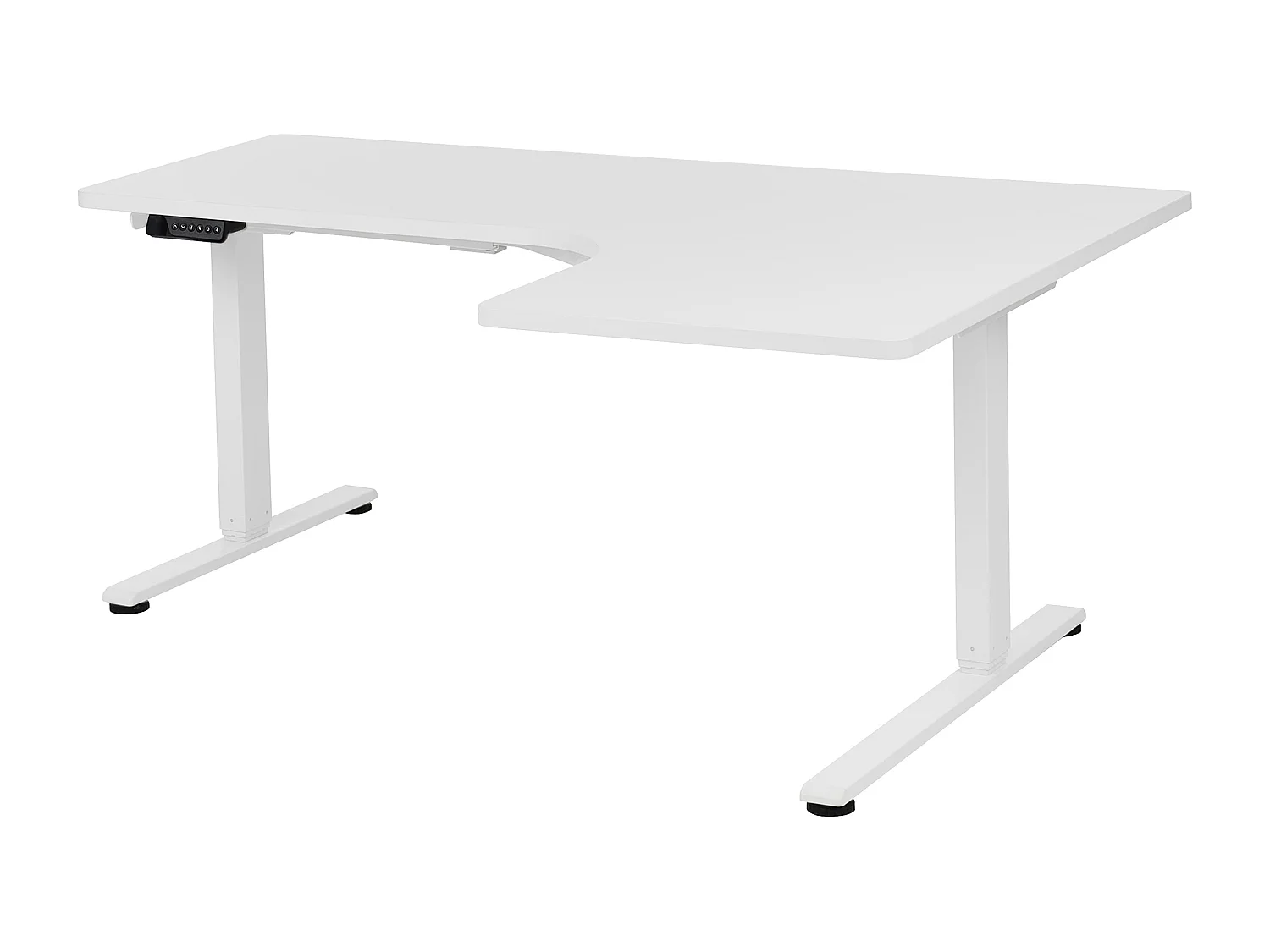 Bureau d'angle réglable électriquement DESTINES Blanc 160 cm 109 cm Côté droit