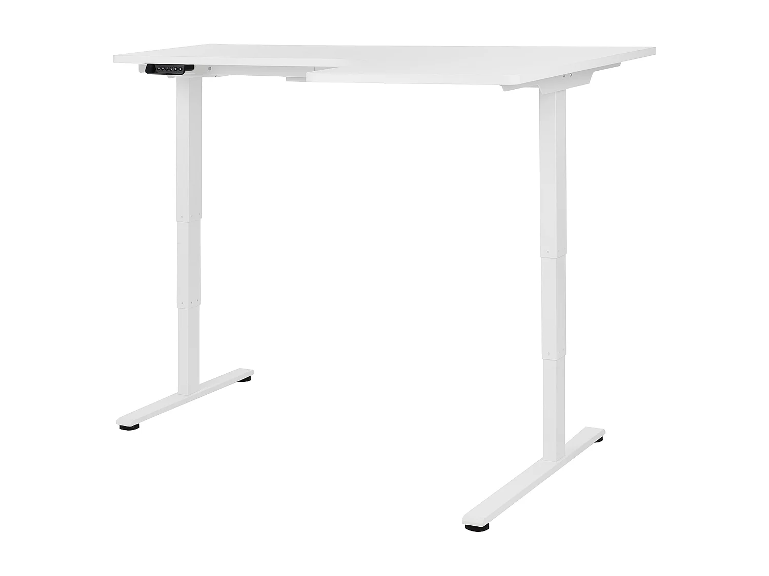 Bureau d'angle réglable électriquement DESTINES Blanc 160 cm 109 cm Côté droit