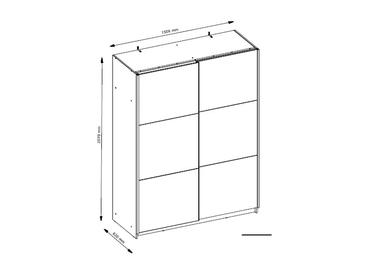 SCHWEBETÜRENSCHRANK Arsala weiß 150 cm / 62 cm / 207 cm