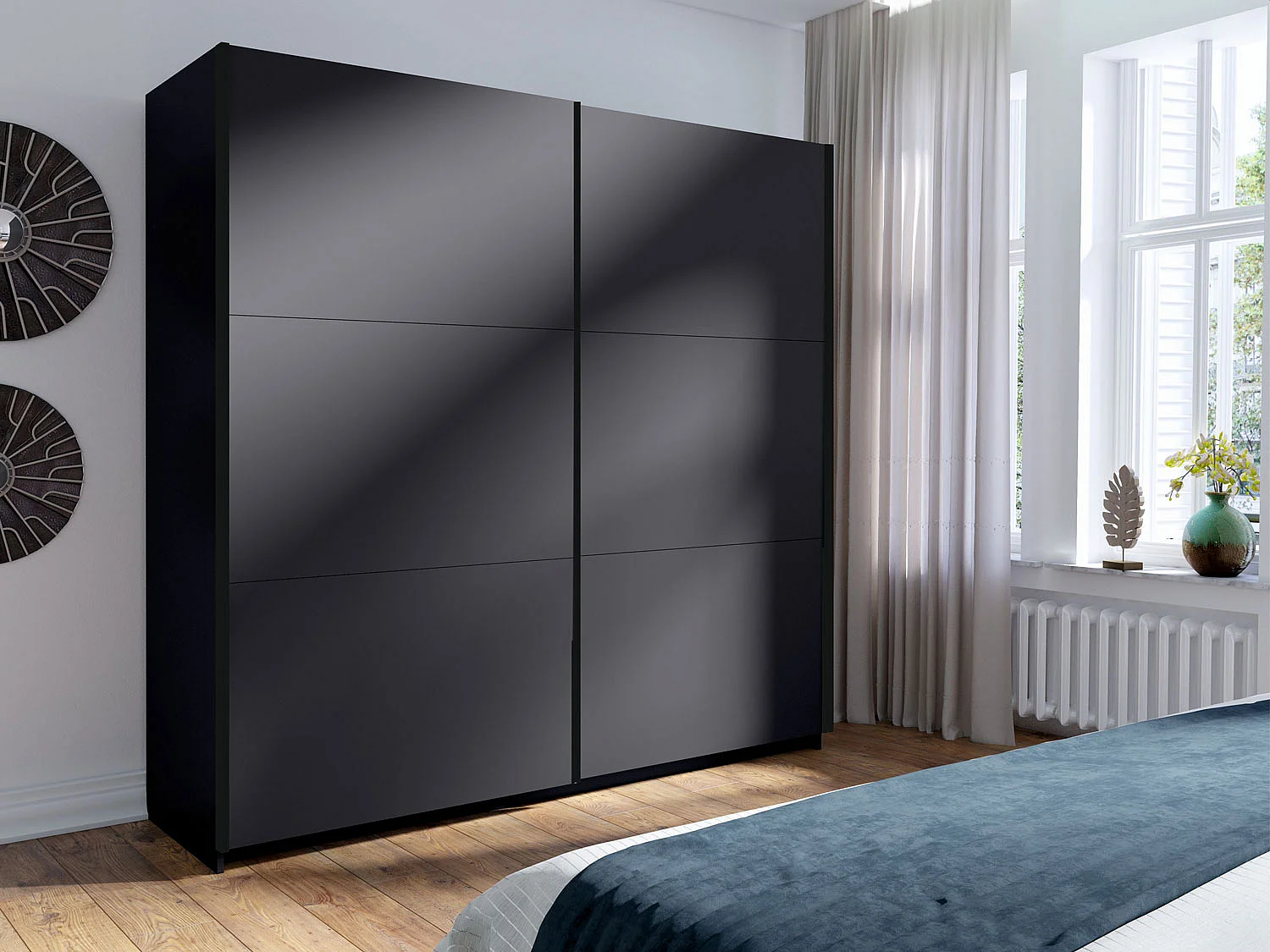 SCHWEBETÜRENSCHRANK Arsala graphitgrau 200 cm / 62 cm / 207 cm