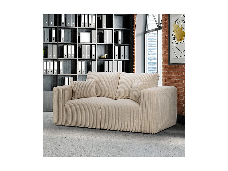 Canapé 2 places tissu côtelé Sharm beige