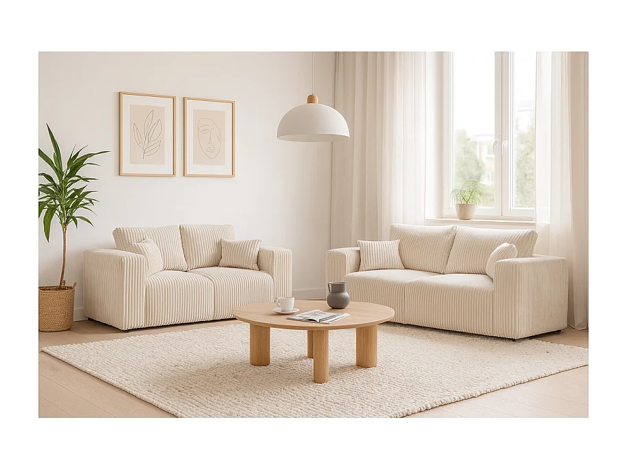 Canapé 3 places tissu côtelé Sharm beige
