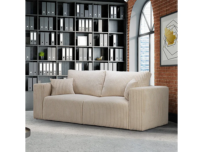 Canapé 3 places tissu côtelé Sharm beige