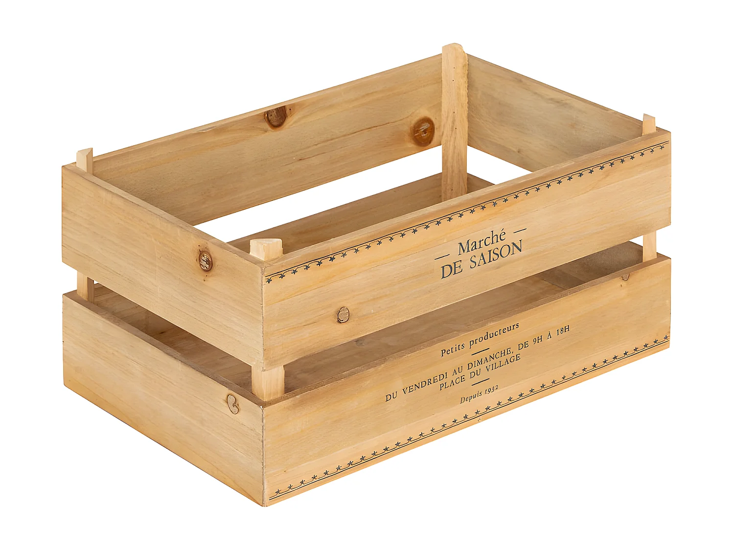 Lot de 2 Cagettes en Bois "Little Cottage" 35cm Naturel