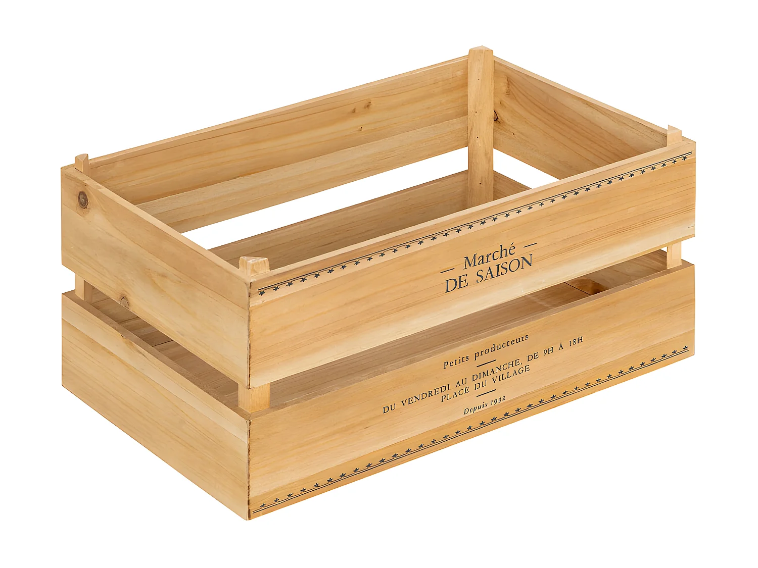 Lot de 2 Cagettes en Bois "Little Cottage" 35cm Naturel