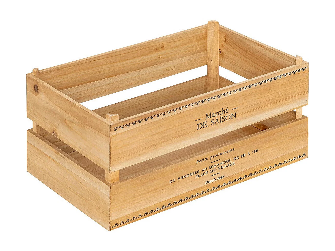 Lot de 2 Cagettes en Bois "Little Cottage" 35cm Naturel