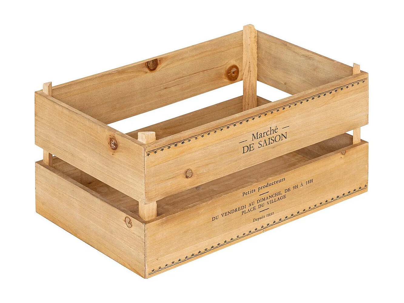 Lot de 2 Cagettes en Bois "Little Cottage" 35cm Naturel