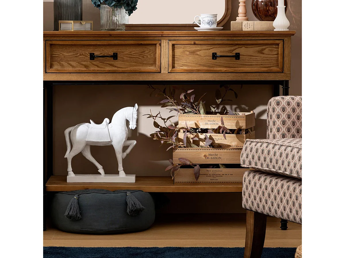 Lot de 2 Cagettes en Bois "Little Cottage" 35cm Naturel