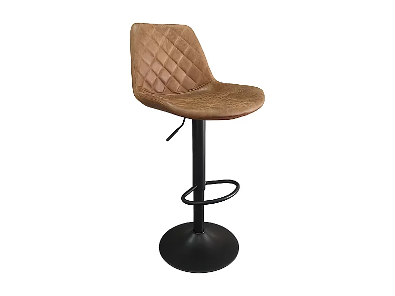 Tabouret de bar pivotant réglable Madrid PU cognac