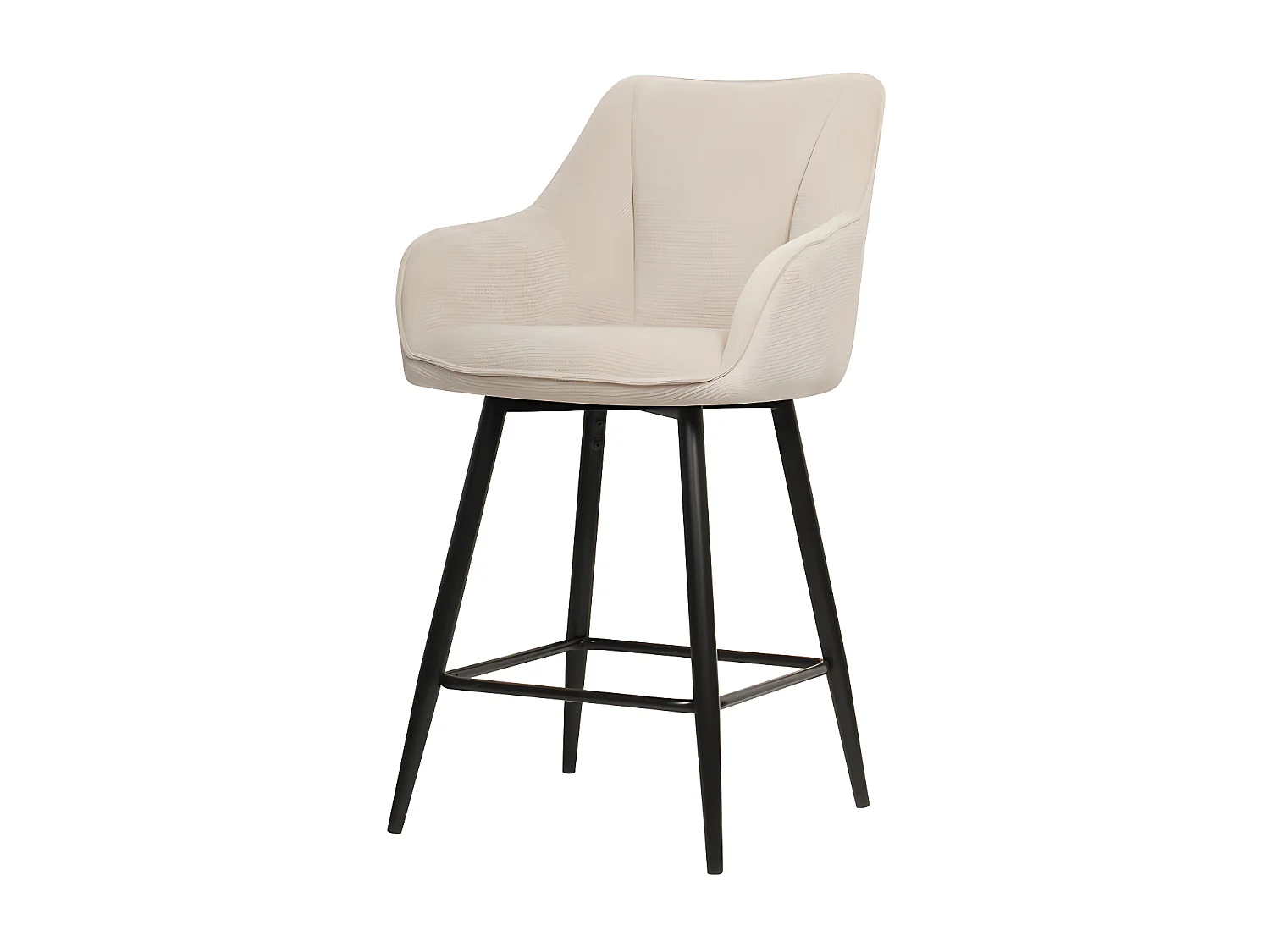 Tabouret de bar pivotant Rio beige pieds métal noir
