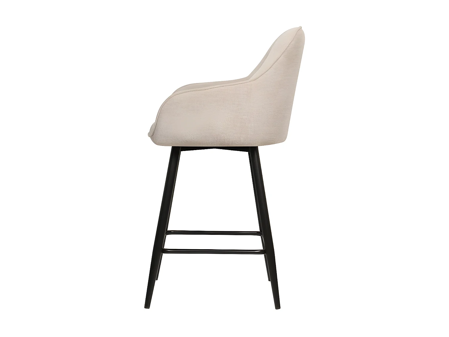 Tabouret de bar pivotant Rio beige pieds métal noir