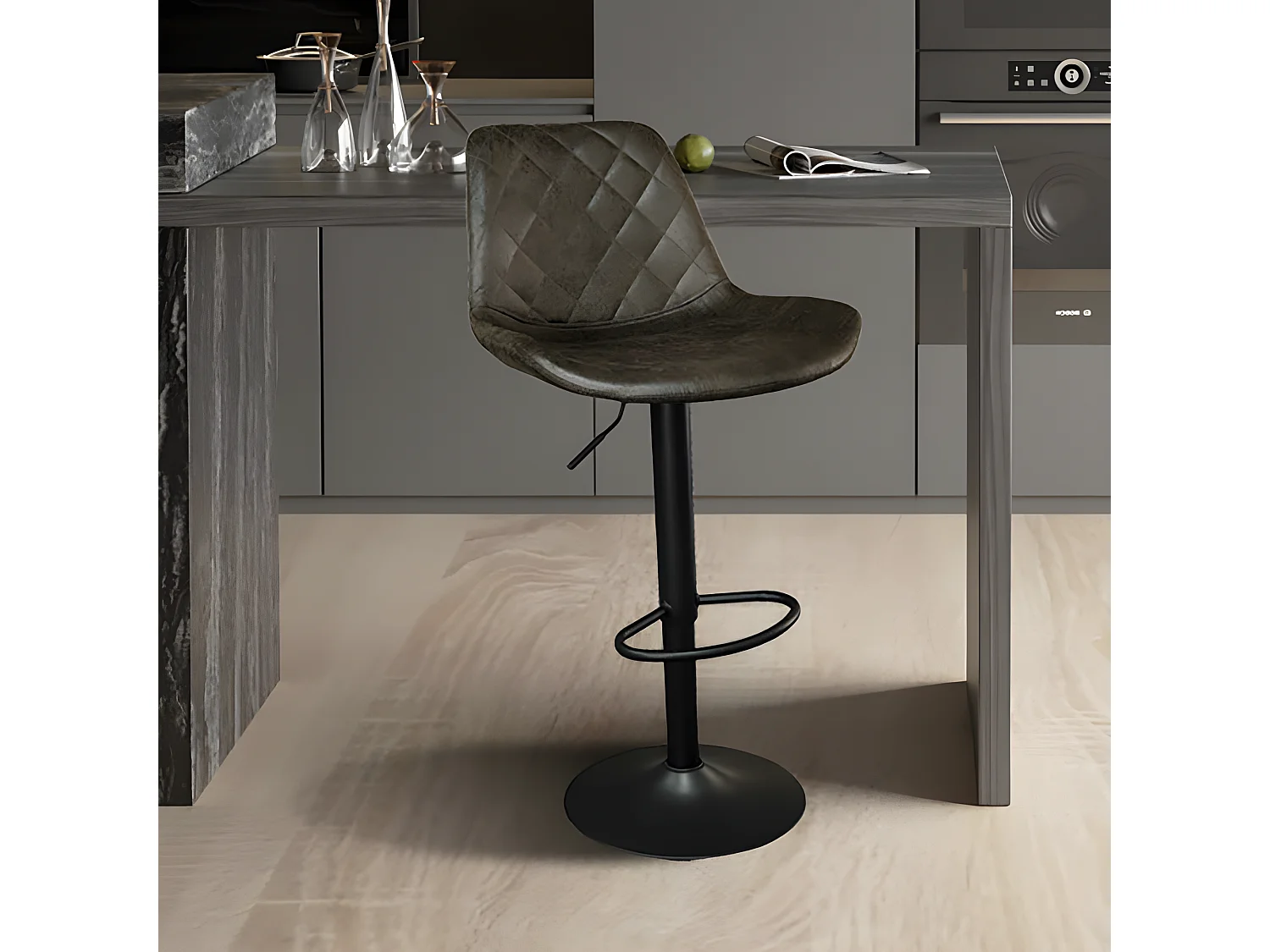 Tabouret de bar pivotant réglable Madrid PU brun foncé