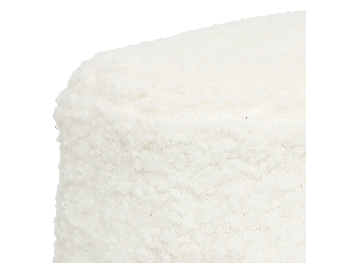 Tabouret d'appoint en bois et tissu à bouclettes Blanc H 41.5 cm