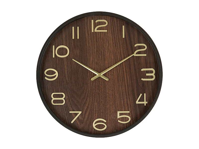 Pendule murale en bois Marron Tonka et verre D 38 cm