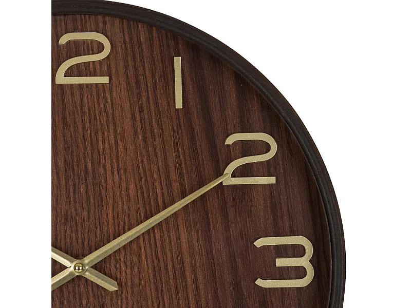 Pendule murale en bois Marron Tonka et verre D 38 cm