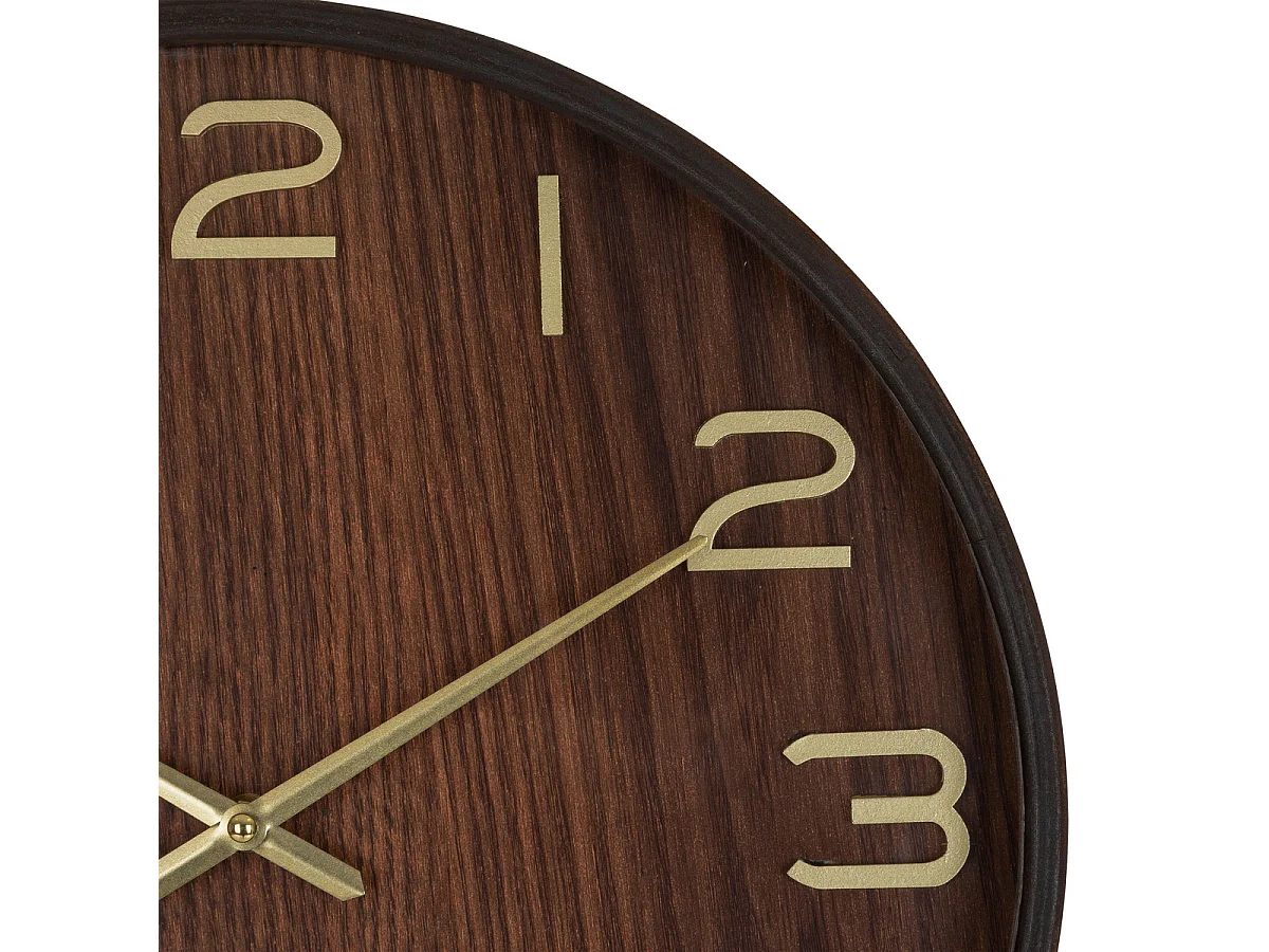 Pendule murale en bois Marron Tonka et verre D 38 cm