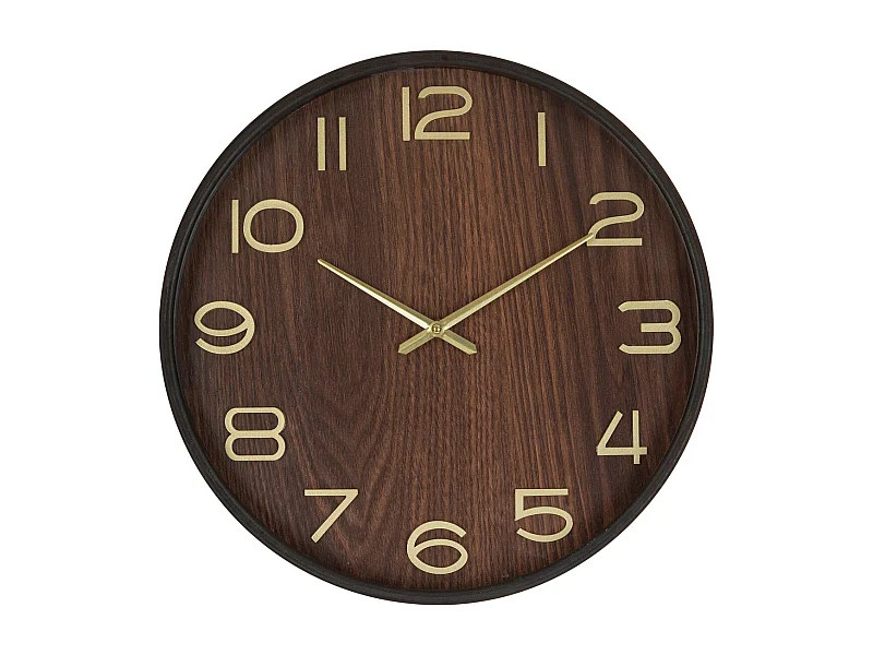 Pendule murale en bois Marron Tonka et verre D 38 cm