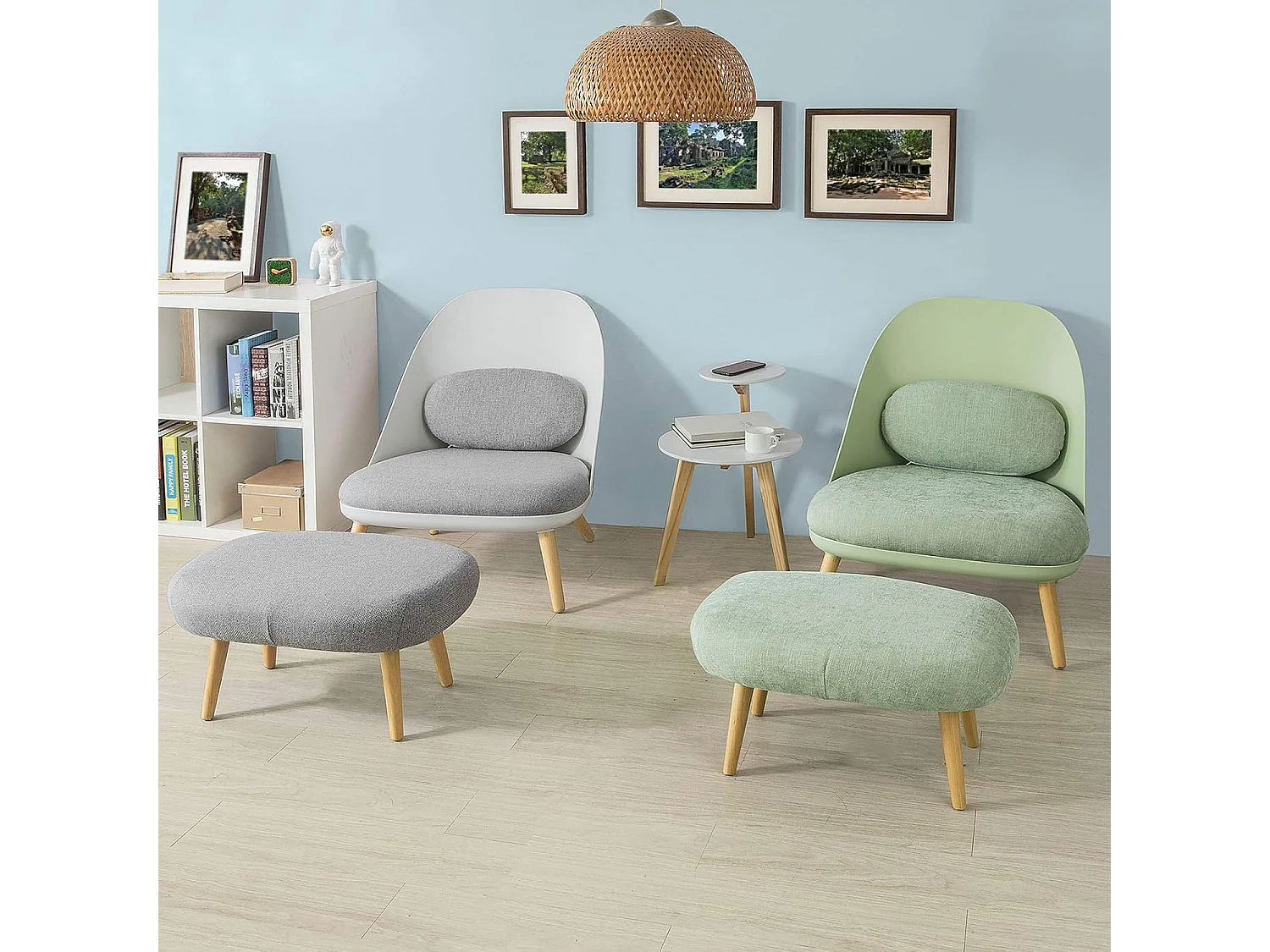 SoBuy FST63-GR Fauteuil Relax avec Repose-Pieds Tabouret Chauffeuse Salon Chambre Fauteuil de Relaxation Confortable de Qualite Luxe