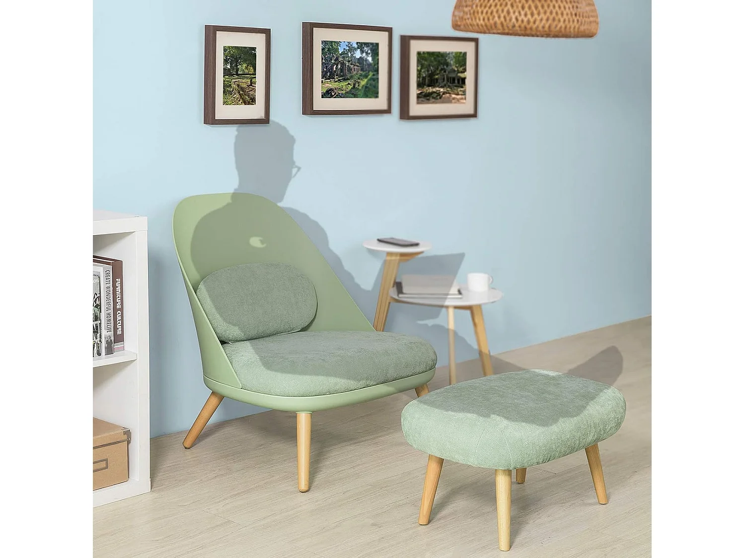 SoBuy FST63-GR Fauteuil Relax avec Repose-Pieds Tabouret Chauffeuse Salon Chambre Fauteuil de Relaxation Confortable de Qualite Luxe