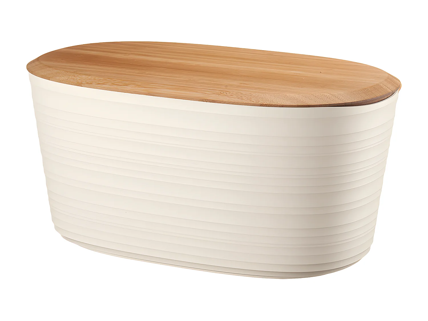 Caja de pan y dulces de plástico reciclado con tapa de bambú Tierra Blanc Lait 31,5x16 cm