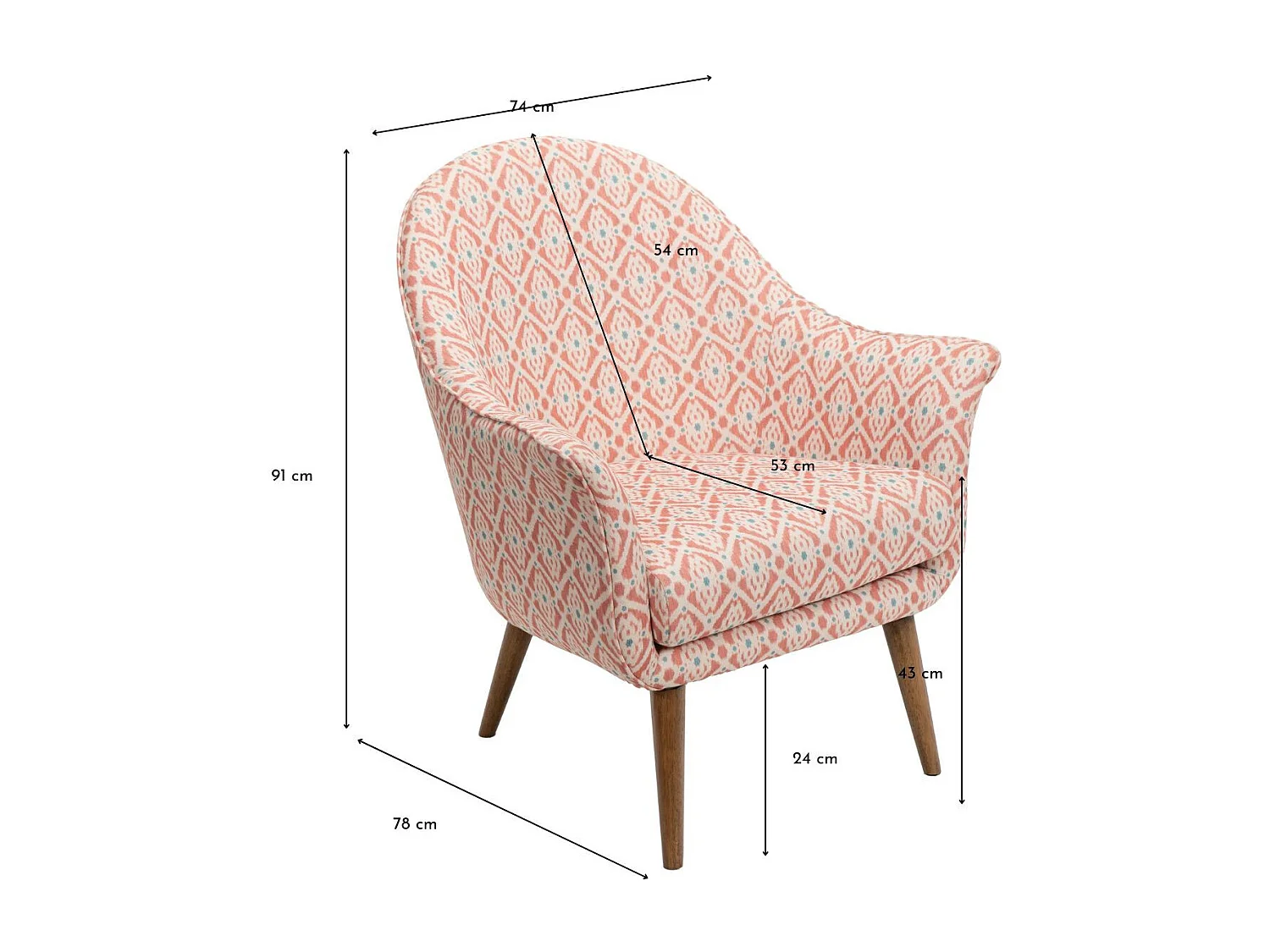 Fauteuil classique chic en tissu multicolore - ELIETE