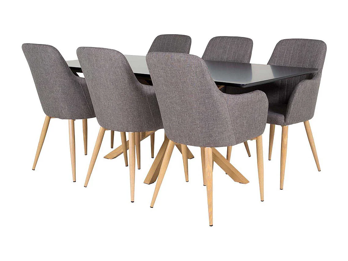 Table à Manger "Piazza" 180cm Noir & Naturel