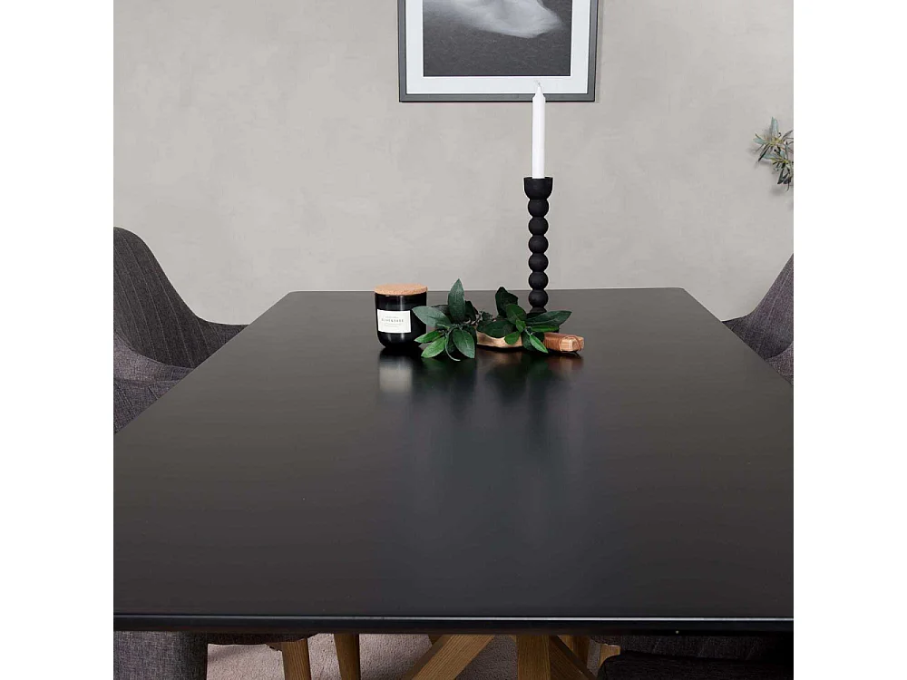 Table à Manger "Piazza" 180cm Noir & Naturel