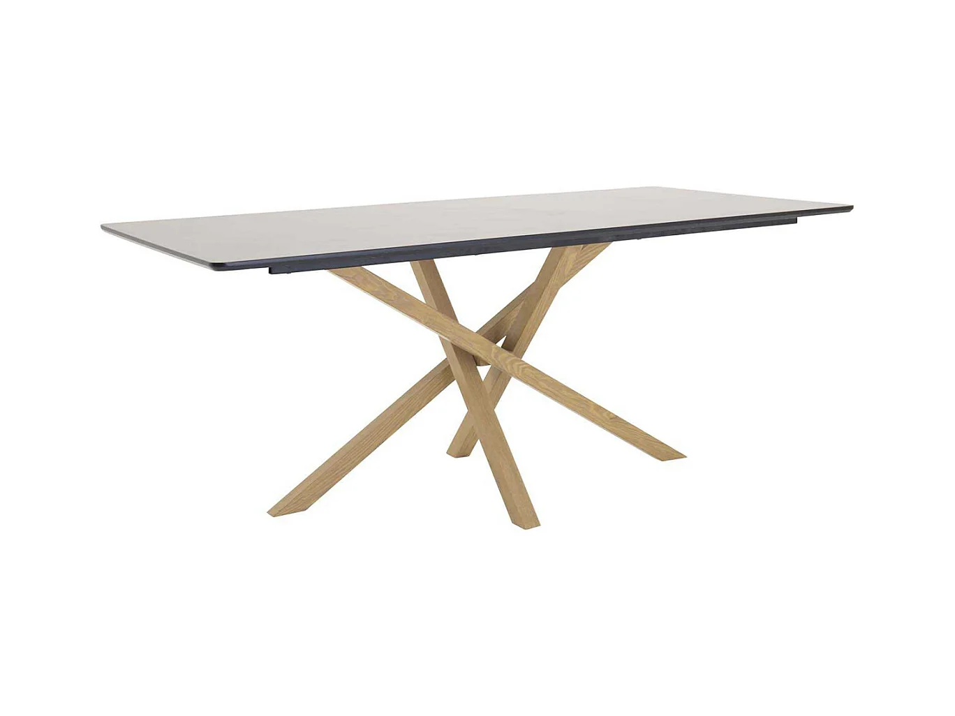 Table à Manger "Piazza" 180cm Noir & Naturel